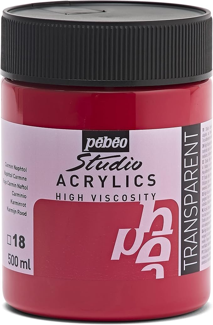 Pébéo - Acrylique Fine Studio Acrylics - Peinture Acrylique Rouge - Carmin Naphtol - 500 ml