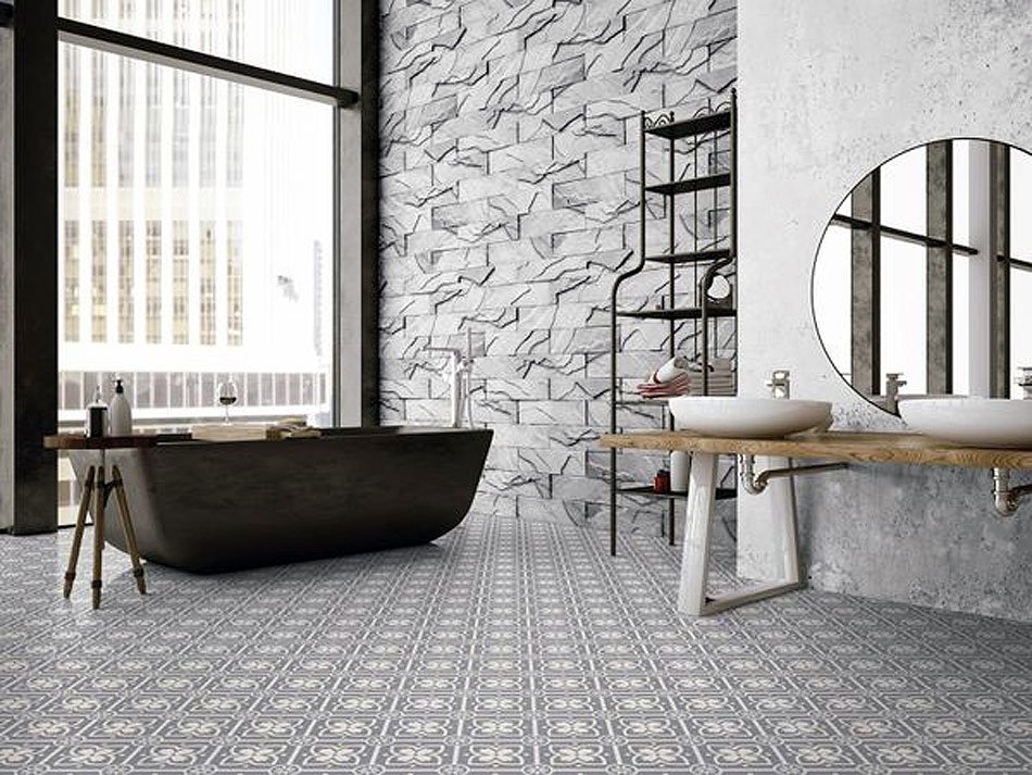 salle de bain avec revetement PVC