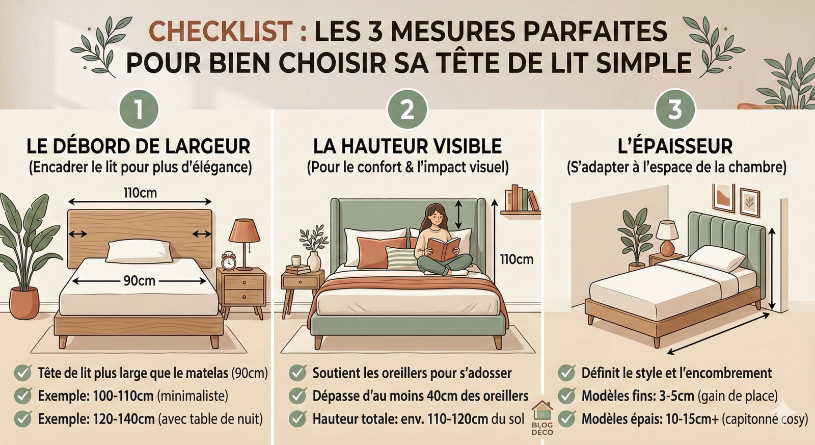 Checklist : les 3 mesures parfaites pour bien choisir sa tête de lit simple