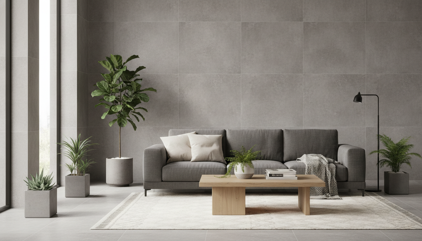 Décoration originale : osez le carrelage effet béton en intérieur