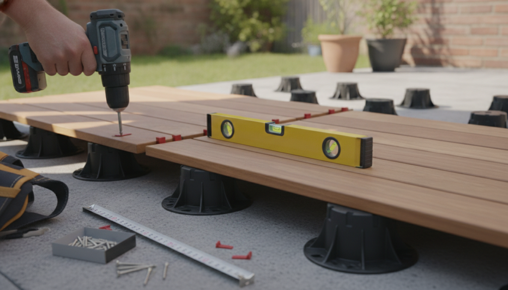 découvrez notre tutoriel complet pour poser facilement des lames de terrasse sur des plots réglables. suivez étape par étape nos conseils pour une installation rapide et durable.